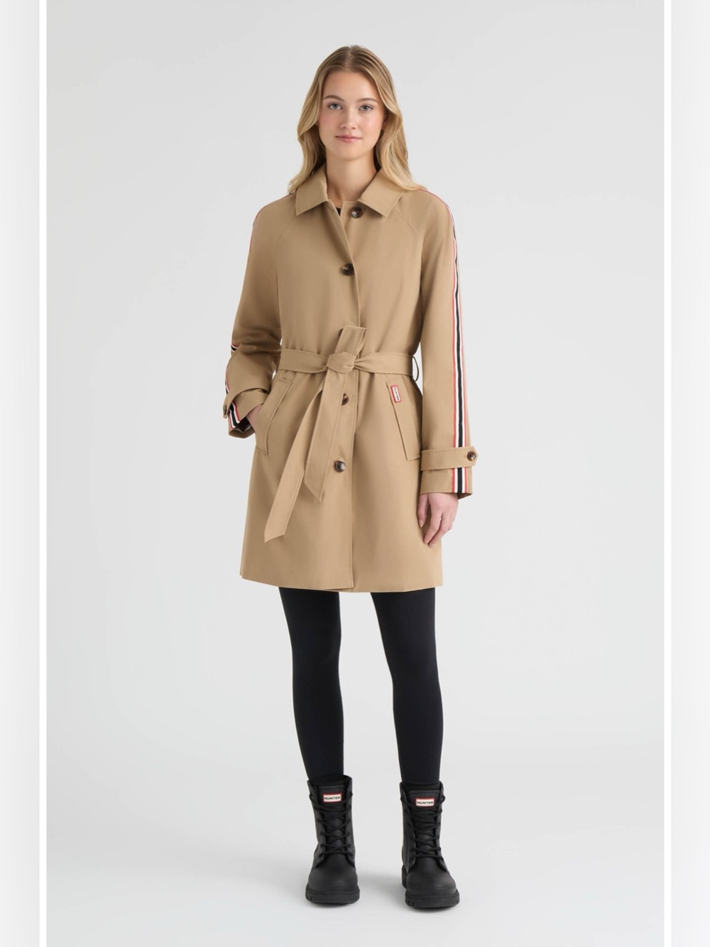 NWT Hunter Sophia Sleeve Stripe Trench Coat Tan size 3XL